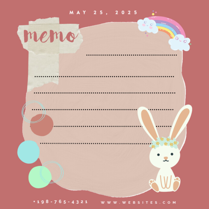 Brown Illustrative Pink Pastel Memo Instagram Post Square (1:1) template
