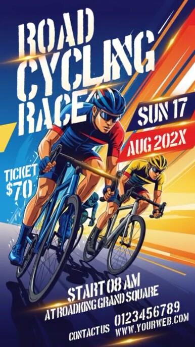 Brown Illustrative Road Cycling Race Ad Instagram Story Instagram-verhaal template
