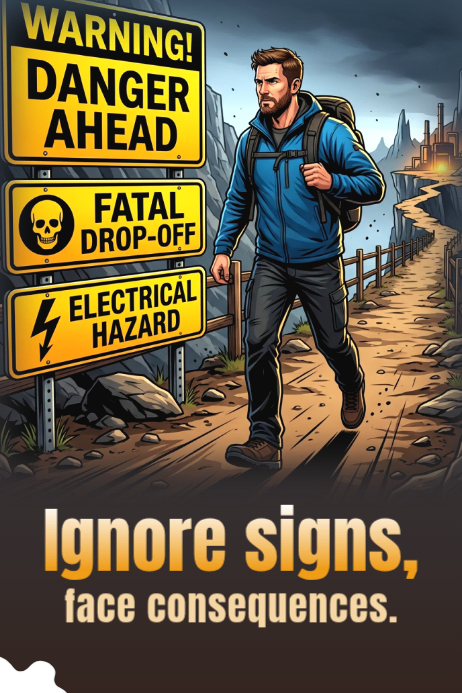 Brown Illustrative Safety Warning Poster Template | PosterMyWall
