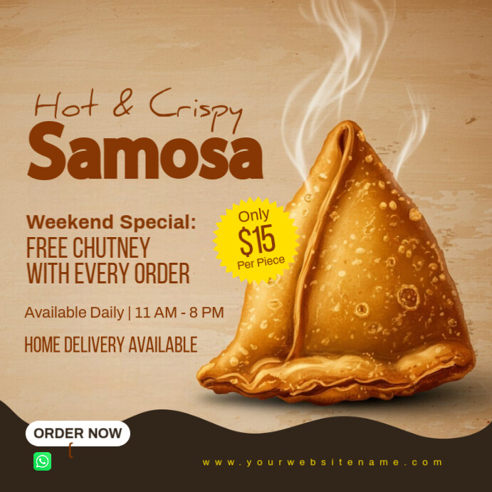 Brown Illustrative Samosa Instagram Post template