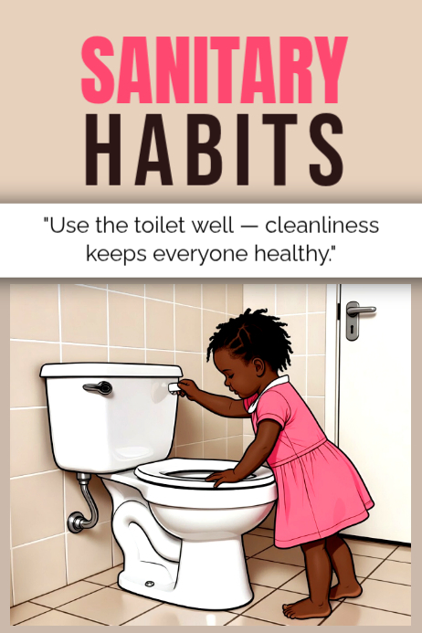 Brown Illustrative Sanitary Habits Poster Template | PosterMyWall