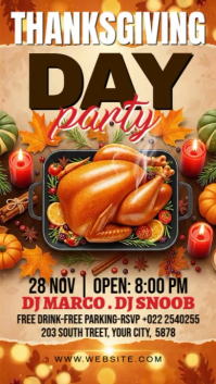 Brown Illustrative Thanks Giving Party Instagram Story template