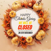 Brown Thanksgiving Closure Announcement Instagram 帖子 Template