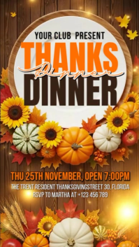 Brown Illustrative Thanksgiving Dinner Party Instagram Story template