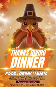 Brown Illustrative Thanksgiving Dinner  Tabloid template