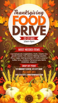 Brown Illustrative Thanksgiving Food Drive Instagram Story template