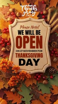 Brown Thanksgiving Announcement Instagram Story Template