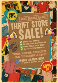 Brown Illustrative Thrift Store A5 template