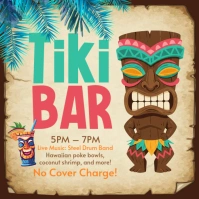 Brown Illustrative Tiki Bar Instagram Post Wpis na Instagrama template
