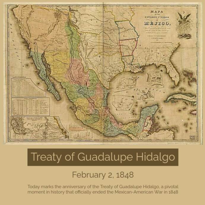 Brown Illustrative Treaty of Guadalupe Hidalgo Instagram Post templaat ...