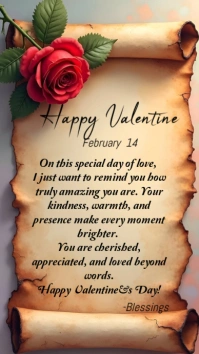 Brown Illustrative Valentine Greetings Card Facebook Story template