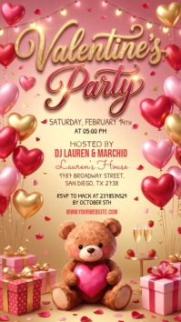 Brown Illustrative Valentines Party Instagram Story template