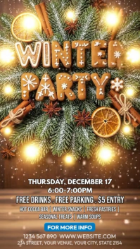 Brown Illustrative Winter Party Invitation Instagram Story template