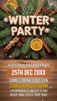Brown Illustrative Winter Party Invitation Instagram Story template