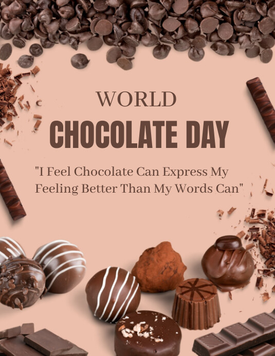 Brown Illustrative World Chocolate Day Flyer Template | PosterMyWall