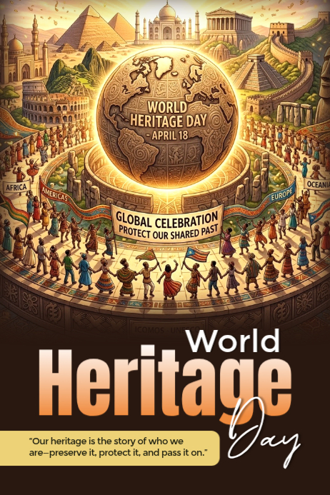 Plantilla de Brown Illustrative World Heritage Day Poster | PosterMyWall