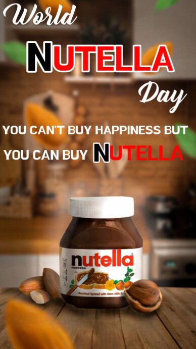 Brown Illustrative World Nutella Day  Instagram Story template