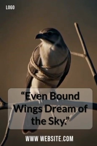 Brown Inspirational Freedom Quote Video Even Bound Wings Dream Of The Sky Poster Póster template