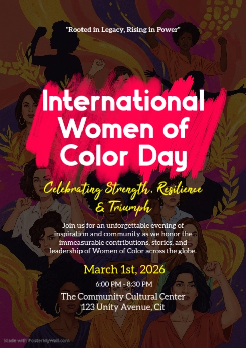 Color Day Event Copy of Brown International Women of Color Day A4 | PosterMyWall
