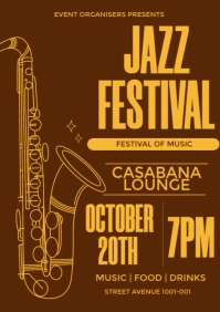 Brown Jazz Festival Flyer  A3 template