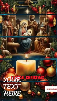 Noir Nativity Scene Christmas Card งานแสดงผลงานแบบดิจิทัล Template