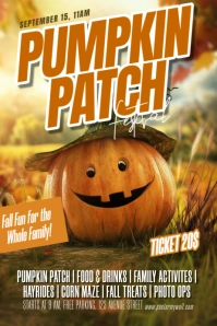 Brown Joyful 3d Pumpkin Patch Poster template