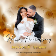 Brown Joyful Anniversary Celebration Square Vierkant (1:1) template