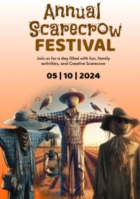 Brown Joyful Annual Scarecrow Festival A2 template