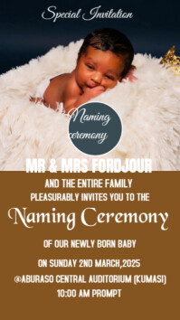 Braun Naming Ceremony Invitation Digitalt display Template