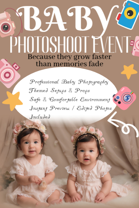 Brown Joyful Baby Photoshoot Event Poster Template | PosterMyWall