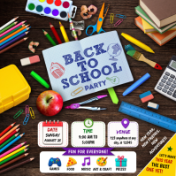 Brown Joyful Back to School Party Instagram Post Instagram-bericht template