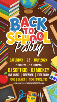 Brown Joyful Back to School Party Instagram Story template