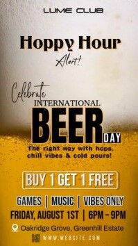 Brown Joyful Beer Day Happy Hour Digital Display (9:16) template