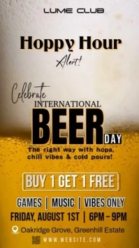Brown Joyful Beer Day Happy Hour Digital Display (9:16) template