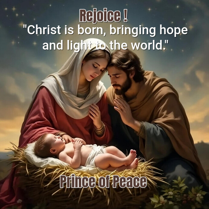 Brown Joyful Birth Of Christ Instagram Post Template | PosterMyWall