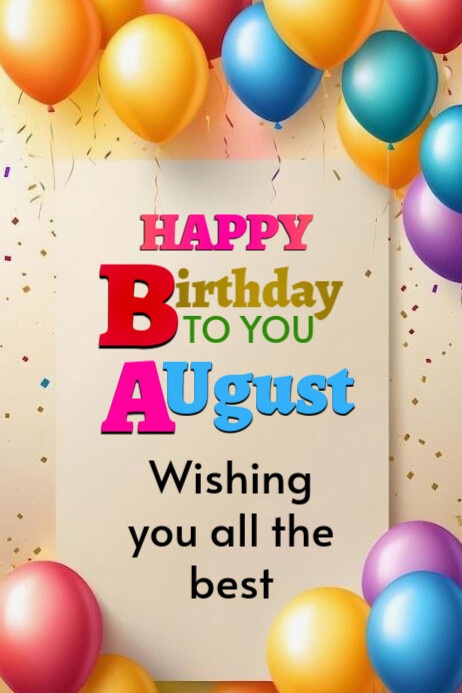 Brown Joyful Birthday Card Poster Plakkaat template
