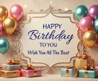 Braun Birthday Greeting Medium Rectangle Template