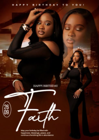 Brown Joyful Birthday Flyer  A4 template