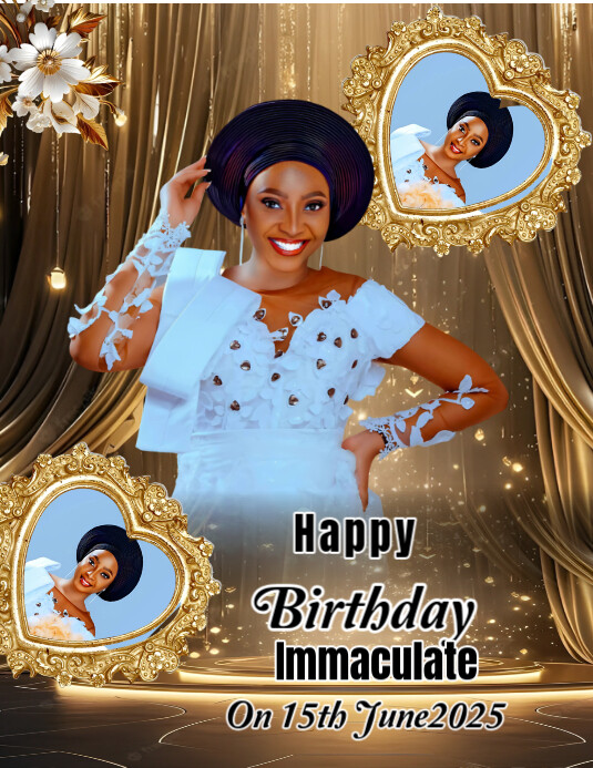Brown Joyful Birthday Flyer  Flyer (us Letter) Pamflet (VSA Brief) template
