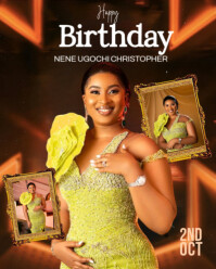 Brown Joyful Birthday Flyer Instagram Portrait template