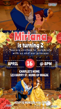 Orange Birthday Invitation Digitalt display Template