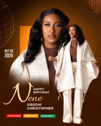 Brown Joyful Birthday Party Invitation  Instagram Portrait template