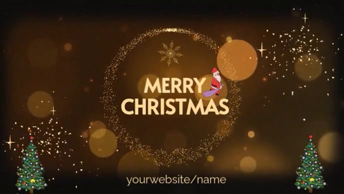 Brown Joyful Black Gold Animated Merry Christmas Greeting Video Youtube Thumbnail template