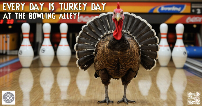 Brown Joyful Bowling Turkey Day Thanksgiving Fall Funny Bowl 3  Facebook Shared Image template