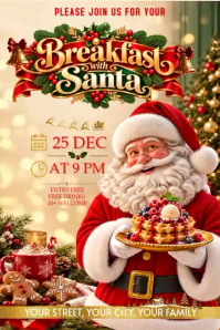 Brown Breakfast with Santa Transparent 4 stopy × 6 stóp Template