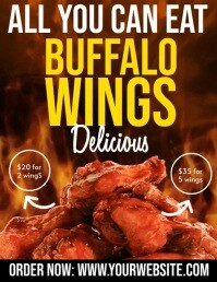 Brown Joyful Buffalo Wings Flyer (us Letter) template