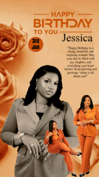 Brown Joyful Celebrate Her Day - Happy Birthday To A Queen  Instagram Story template