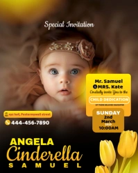 Brown Joyful Child Dedication Invite Design Instagram Portrait template