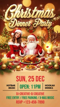 Brown Joyful Christmas Dinner Invitation Instagram Story template