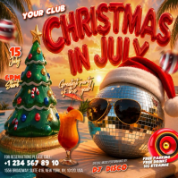 Brown Joyful Christmas in July Party Square Video template